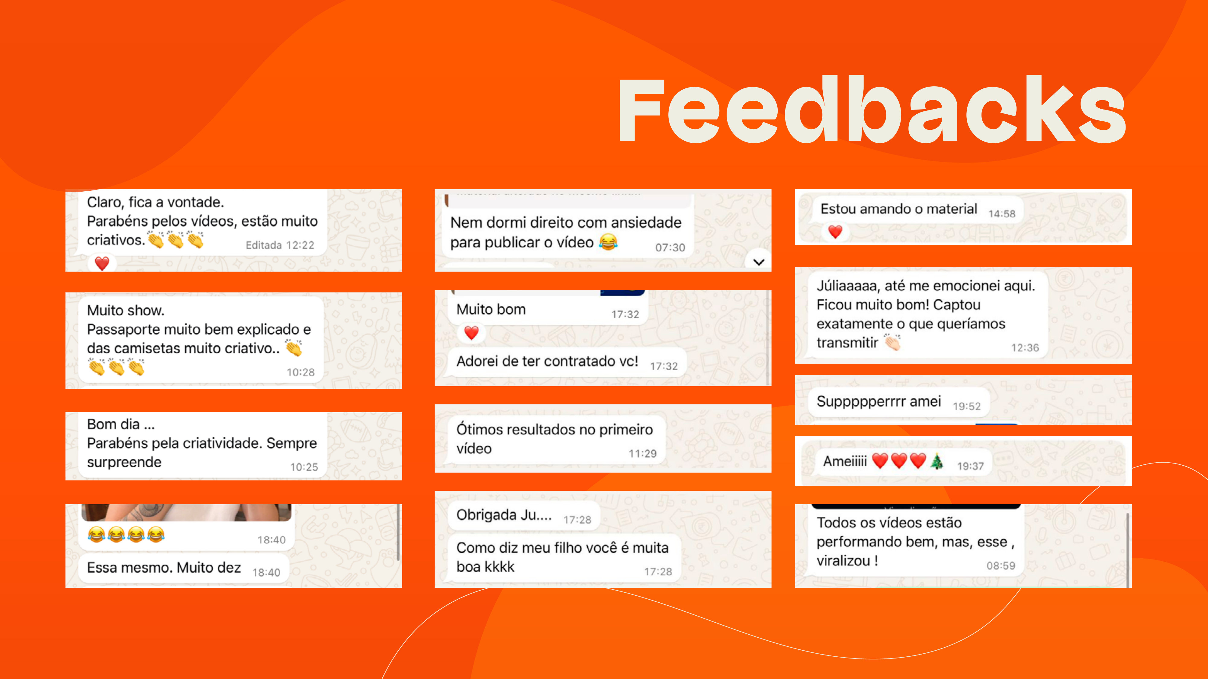 Painel com feedbacks de clientes